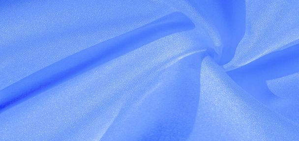 Textur, Hintergrund, Muster, seidenblauer Stoff. Kreppsatin auf T - Foto, Bild