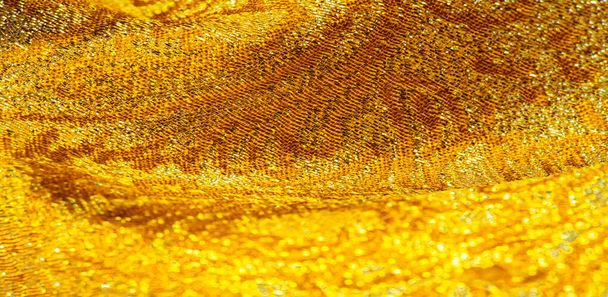 Textura de fondo, patrón. tela; brocado de oro amarillo. Organz
 - Foto, Imagen