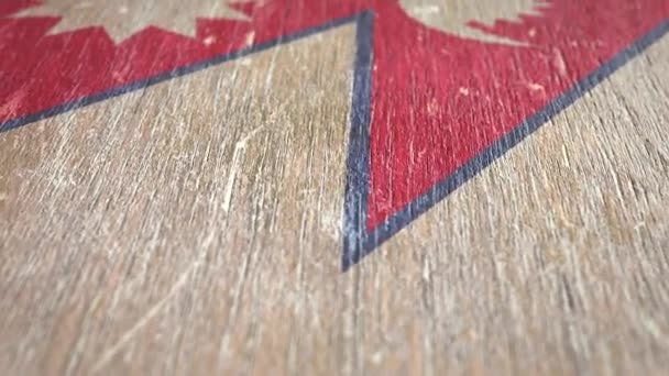 Flag Of Nepal. Detail On Wood, Shallow Depth Of Field, Seamless Loop. High-Quality Animation. Ideal For Your Country / Travel / Political Related Projects. 1080p, 60fps. - Footage, Video