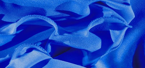 Textur, Hintergrund, Seidenstoff, blauer Damenschal  - Foto, Bild