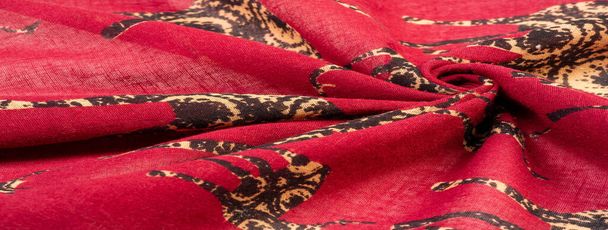 текстура, фон, бавовняна тканина червоного кольору з принтом
  - Фото, зображення