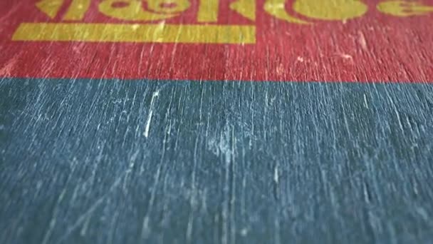 Flag Of Mongolia. Detail On Wood, Shallow Depth Of Field, Seamless Loop. High-Quality Animation. Ideal For Your Country / Travel / Political Related Projects. 1080p, 60fps. - Footage, Video