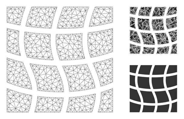 Mesh Square Vector Mesh Network Model and Triangle Mosaic Icon - Vector, Image