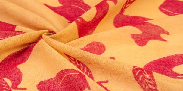 Texture, fond, tissu coton fin jaune avec une impression de s
 - Photo, image