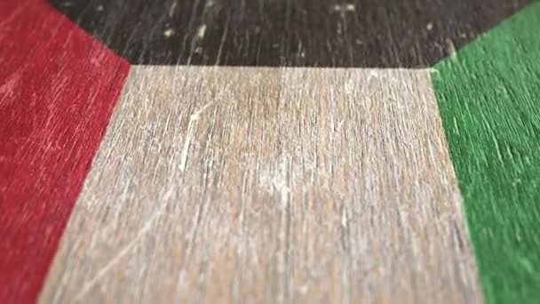 Bandeira do Kuwait. Detalhe sobre madeira, profundidade de campo rasa, laço sem costura. Animação de alta qualidade. Ideal para o seu país / Viagens / Projetos políticos relacionados. 1080p, 60fps
. - Filmagem, Vídeo