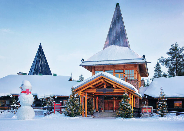 Snowman at Santa Office in Santa Village Rovaniemi Lapland - Photo, Image