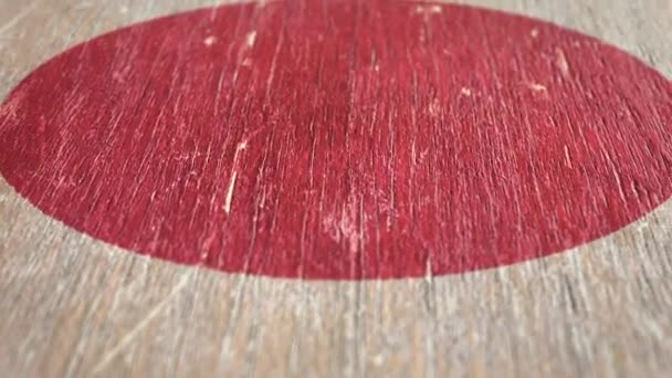 Flag Of Japan. Detail On Wood, Shallow Depth Of Field, Seamless Loop. High-Quality Animation. Ideal For Your Country / Travel / Political Related Projects. 1080p, 60fps. - Footage, Video