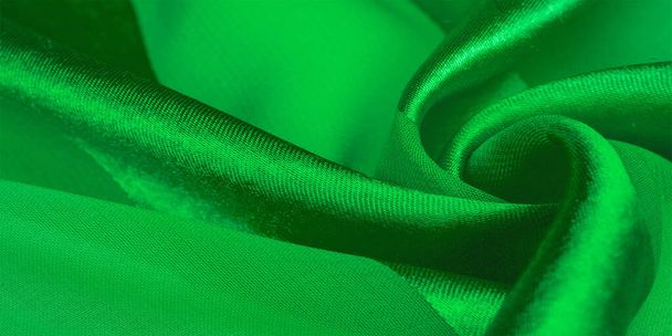 Textur, Hintergrund, grün seidengestreifter Stoff mit Metallic-Muster - Foto, Bild
