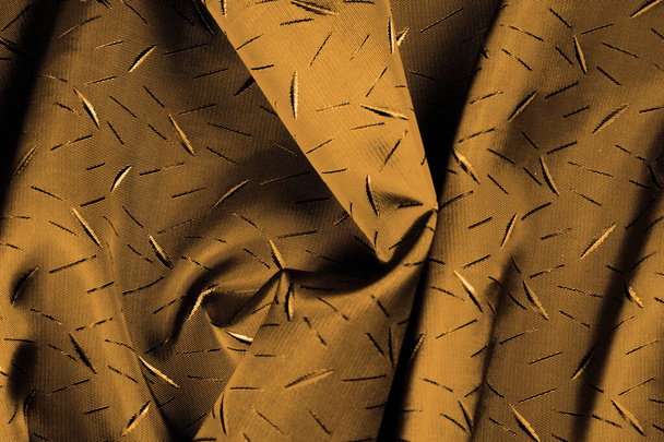 Texturizado, fundo, Desenho, tecido de seda marrom amarelo. Este si
 - Foto, Imagem
