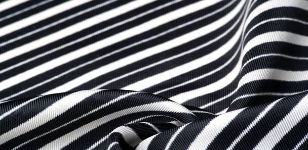  silk striped fabric. Black and white stripes. This beautiful, s - Photo, Image