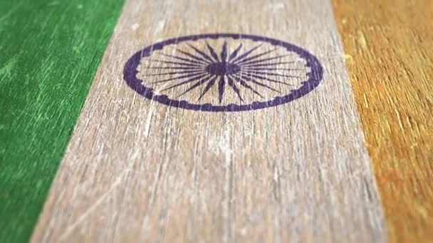 Flag Of India. Detail On Wood, Shallow Depth Of Field, Seamless Loop. High-Quality Animation. Ideal For Your Country / Travel / Political Related Projects. 1080p, 60fps. - Footage, Video
