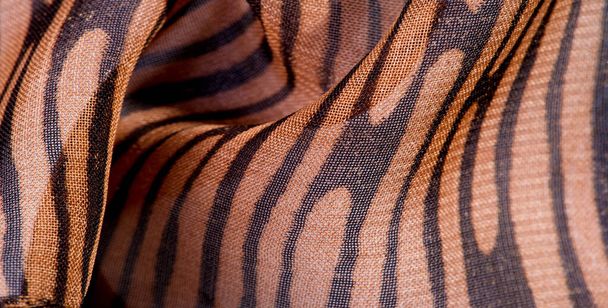 texture, background, pattern, wallpaper. brown silk fabric patte - Photo, Image