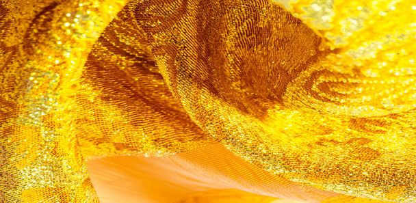 Texture arrière-plan, motif. tissu ; brocart en or jaune. Organz
 - Photo, image