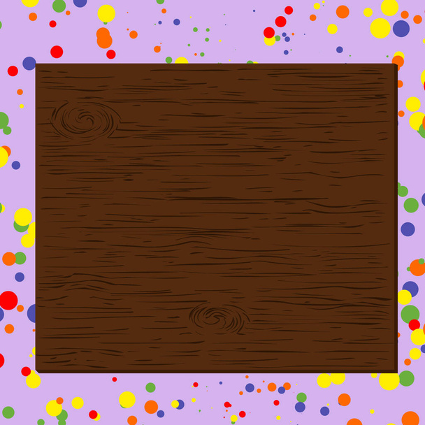 Square cartoon unreal rectangle wood nailed stuck on the wall. Unsymmetrical uneven pattern outline multicoloured design. Illustration of illustrated picture painting - Vector, Image