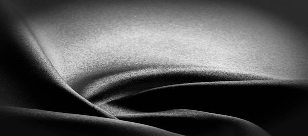 texture, background, pattern. Black silk fabric. It is black and - Photo, Image