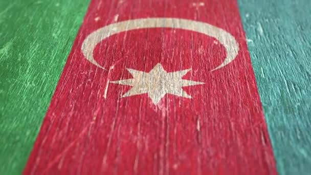 Flag Of Azerbaijan. Detail On Wood, Shallow Depth Of Field, Seamless Loop. High-Quality Animation. Ideal For Your Country / Travel / Political Related Projects. 1080p, 60fps. - Footage, Video