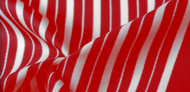 silk striped fabric. Red-white stripes. This beautiful, super so - Photo, Image