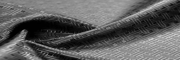 Textura de fundo, padrão. Tecido de seda preta com um pequeno chec
 - Foto, Imagem