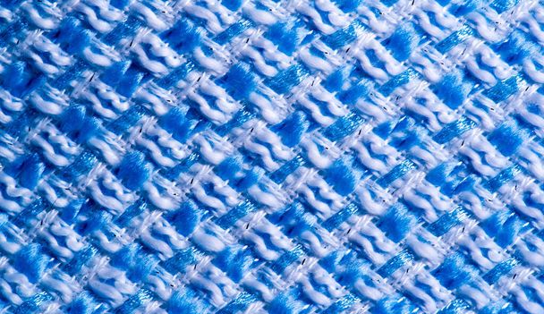 Texture, fabric, pattern. Large weave of blue and white threads, - Fotografie, Obrázek
