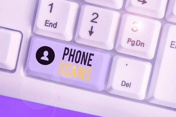 Εγγραφή σημειώματος που δείχνει τα τηλεφωνικά scams. Επαγγελματική φωτογραφία που δείχνει τη χρήση των τηλεπικοινωνιών για παράνομη απόκτηση χρημάτων. - Φωτογραφία, εικόνα