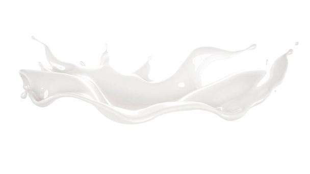 Splash of thick white liquid. 3d illustration, 3d rendering. - 写真・画像