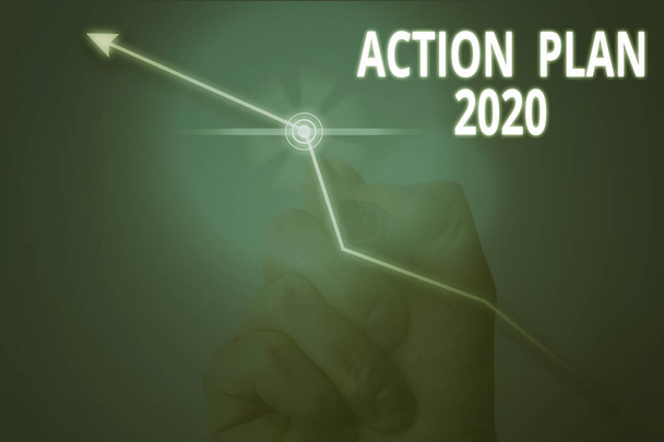 konzeptionelle Handschrift zeigt Aktionsplan 2020. Business-Foto zeigt To-do-Liste enthält Anzahl der Dinge, die im nächsten Jahr getan werden müssen. - Foto, Bild