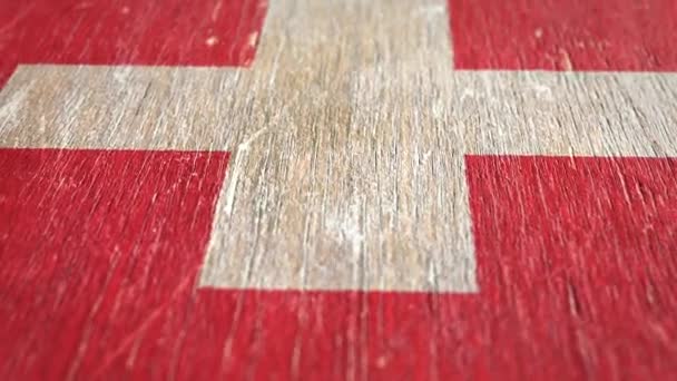 Flag Of Switzerland. Detail On Wood, Shallow Depth Of Field, Seamless Loop. High-Quality Animation. Ideal For Your Country / Travel / Political Related Projects. 1080p, 60fps. - Footage, Video