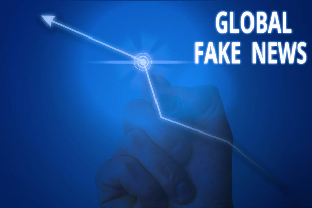 Conceptual hand writing showing Global Fake News. Business photo showcasing False information Journalism Lies Disinformation Hoax. - 写真・画像