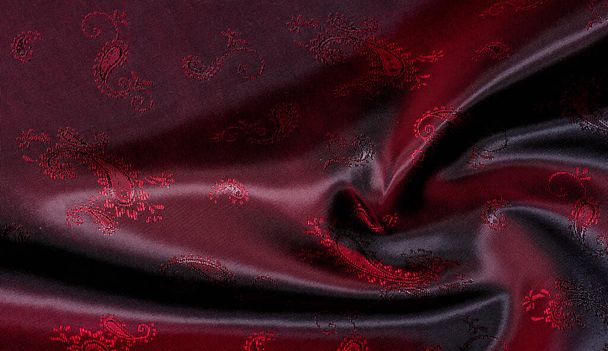 Текстура, тканина, червоний шовк з візерунком пейслі. Цей красивий p
 - Фото, зображення