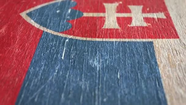 Flag Of Slovakia. Detail On Wood, Shallow Depth Of Field, Seamless Loop. High-Quality Animation. Ideal For Your Country / Travel / Political Related Projects. 1080p, 60fps. - Footage, Video