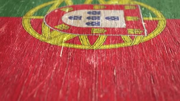 Flag Of Portugal. Detail On Wood, Shallow Depth Of Field, Seamless Loop. High-Quality Animation. Ideal For Your Country / Travel / Political Related Projects. 1080p, 60fps. - Footage, Video