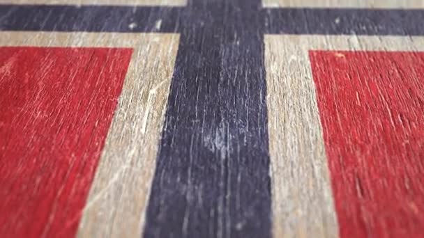 Flag Of Norway. Detail On Wood, Shallow Depth Of Field, Seamless Loop. High-Quality Animation. Ideal For Your Country / Travel / Political Related Projects. 1080p, 60fps. - Footage, Video