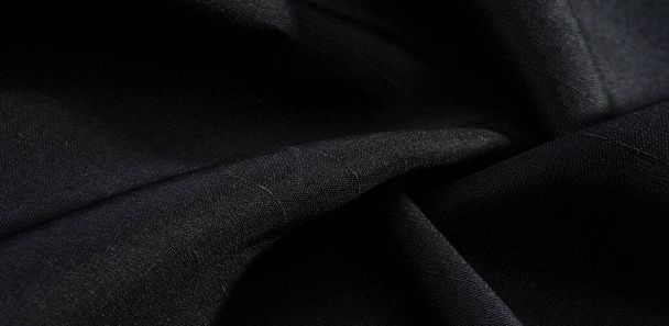 Textuur, achtergrond, patroon, zwarte kleur, stof. Katoenweefsel - Foto, afbeelding