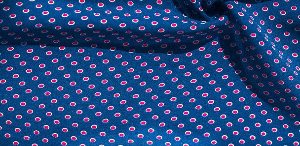 Текстура фона, узор, синяя шелковая ткань с красной точкой польки
 - Фото, изображение