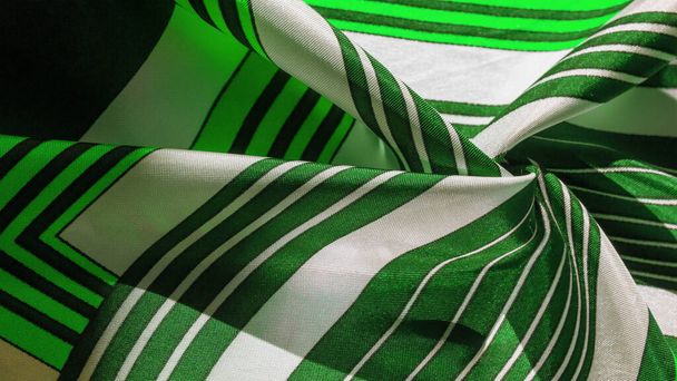 Текстура, шовкова тканина з зеленим смугастим візерунком. Конструкція o
 - Фото, зображення