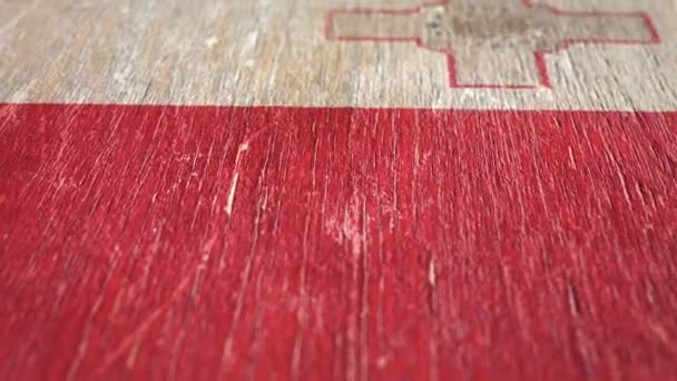 Flag Of Malta. Detail On Wood, Shallow Depth Of Field, Seamless Loop. High-Quality Animation. Ideal For Your Country / Travel / Political Related Projects. 1080p, 60fps. - Footage, Video