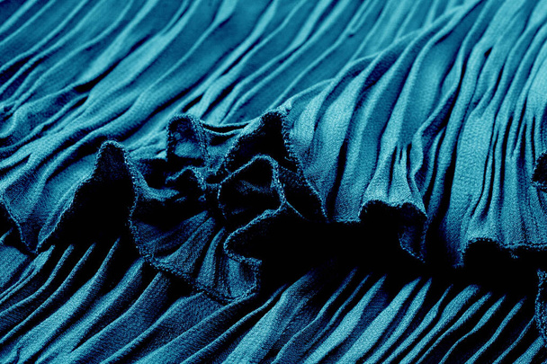 Doku, arka plan, desen, Kumaş pilili mavi. Parlak bir son - Fotoğraf, Görsel