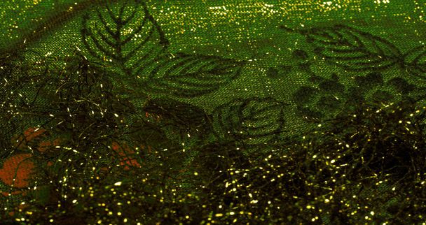 texture, background, pattern, emerald glitter lace Elastic lace  - Photo, image