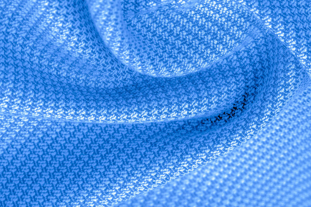 Background texture, pattern Fabric warm wool with stitched blue  - Photo, Image