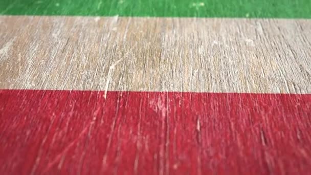 Flag Of Italy. Detail On Wood, Shallow Depth Of Field, Seamless Loop. High-Quality Animation. Ideal For Your Country / Travel / Political Related Projects. 1080p, 60fps. - Footage, Video