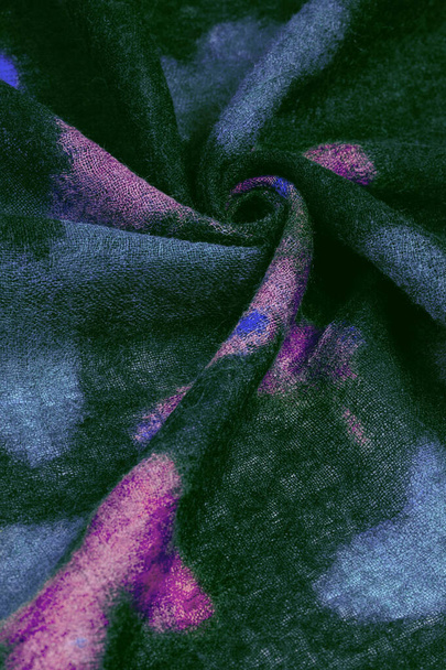 Textura, fondo, tela de lana en negro con una mantequilla colorida
 - Foto, Imagen