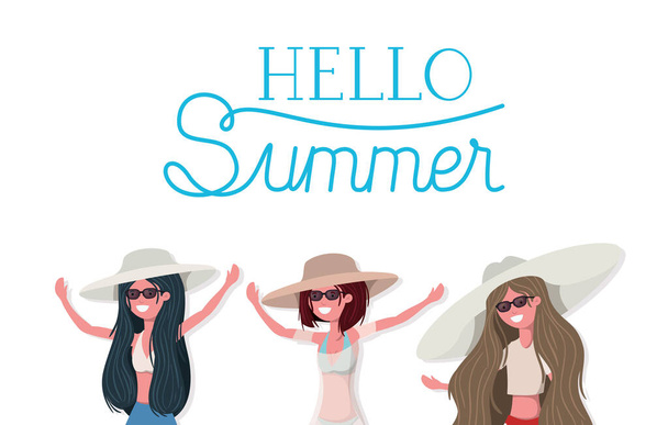 Chicas con diseño de vectores de trajes de baño de verano
 - Vector, imagen