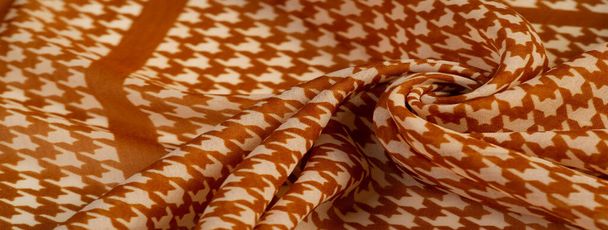 Textura, fundo, padrão, tecido de seda, marrom em umas costas brancas
 - Foto, Imagem