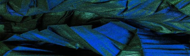 textuur achtergrond patroon behang zijde stof zwart met blauw - Foto, afbeelding