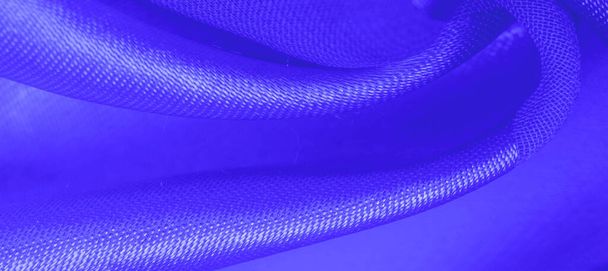 Textur, Hintergrund, blau seidengestreifter Stoff mit metallischem Slip - Foto, Bild