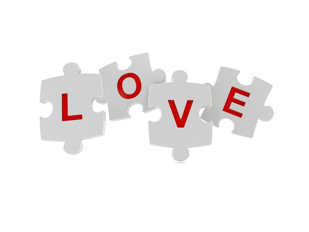 Jigsaw puzzel met liefde tekst - Foto, afbeelding