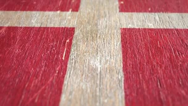 Flag Of Denmark. Detail On Wood, Shallow Depth Of Field, Seamless Loop. High-Quality Animation. Ideal For Your Country / Travel / Political Related Projects. 1080p, 60fps. - Footage, Video