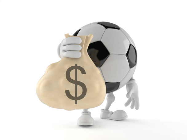 Piłka nożna postać trzyma torbę pieniędzy - Zdjęcie, obraz