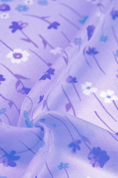 Textura, fondo, patrón, tela de seda, flores pequeñas en un li
 - Foto, Imagen