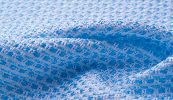 Textura, tkaniny, vzorek. Velká výtna modrých a bílých nití, - Fotografie, Obrázek
